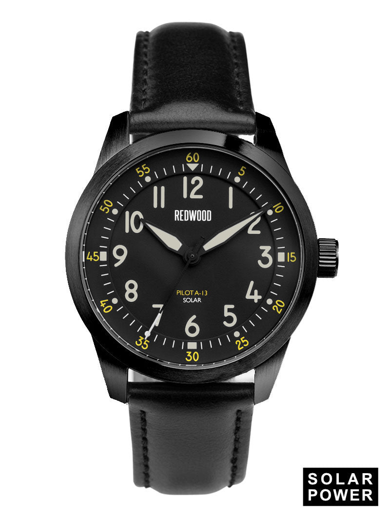 Pilot A-13 - Stealth (Solar) – Redwood Watches